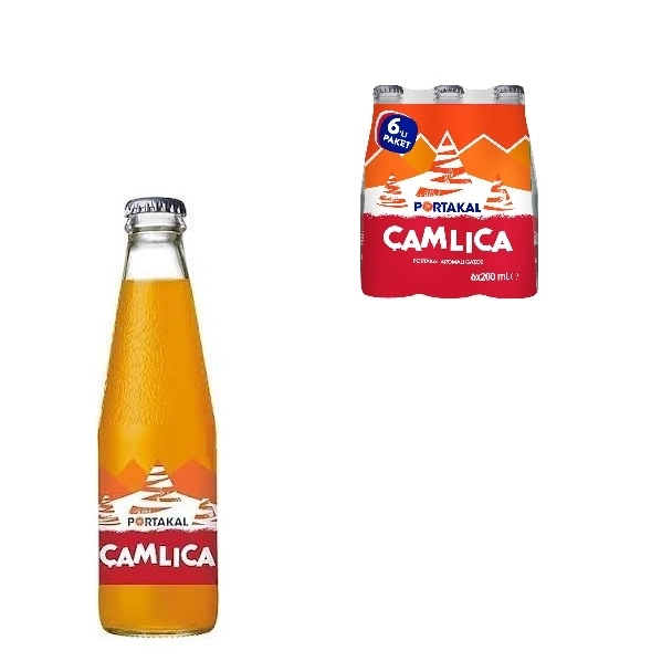 Çamlıca Portakal Cam Şişe 200ml * 6 lı Paket