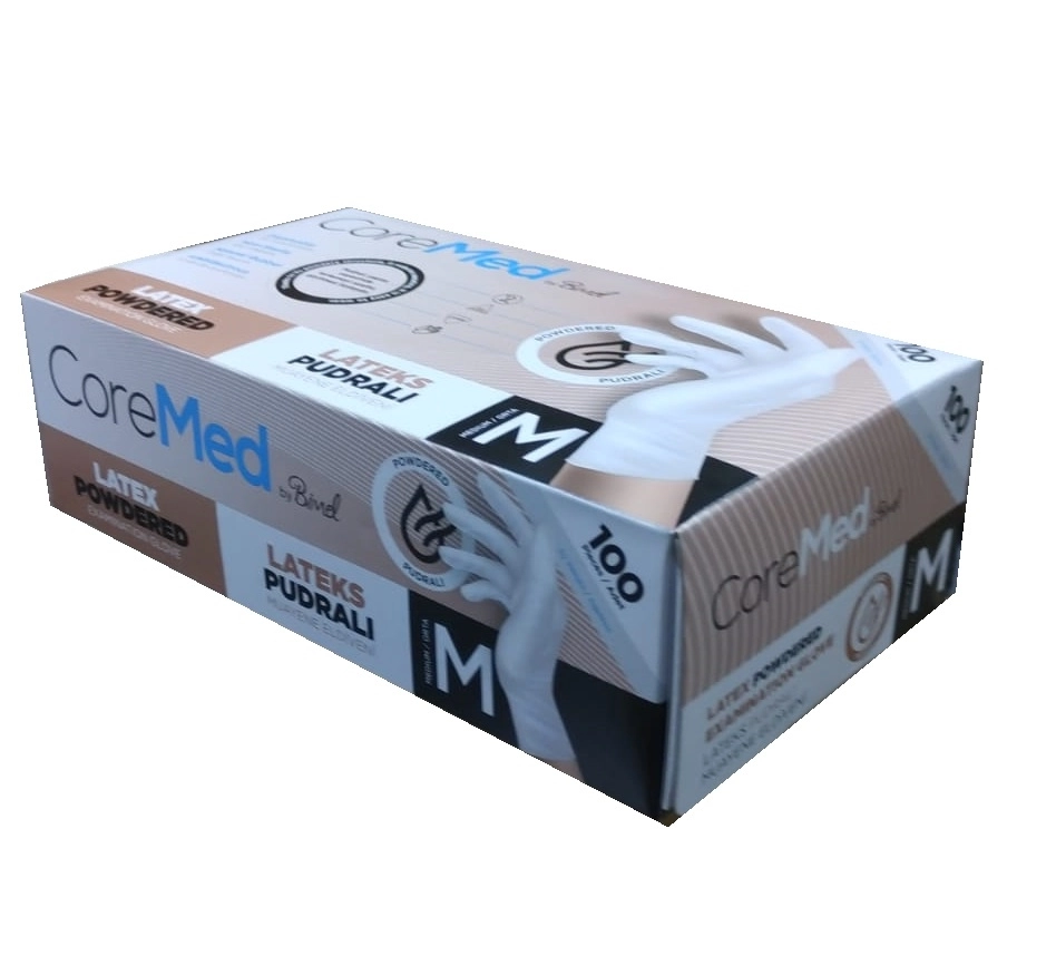 Coremed Lateks Pudralı Eldiven Medium *100 lü Paket