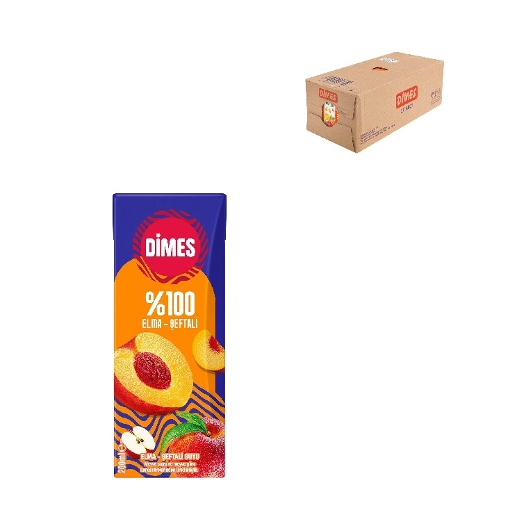 Dimes %100 Elma Şeftali 200ml *27 li Koli